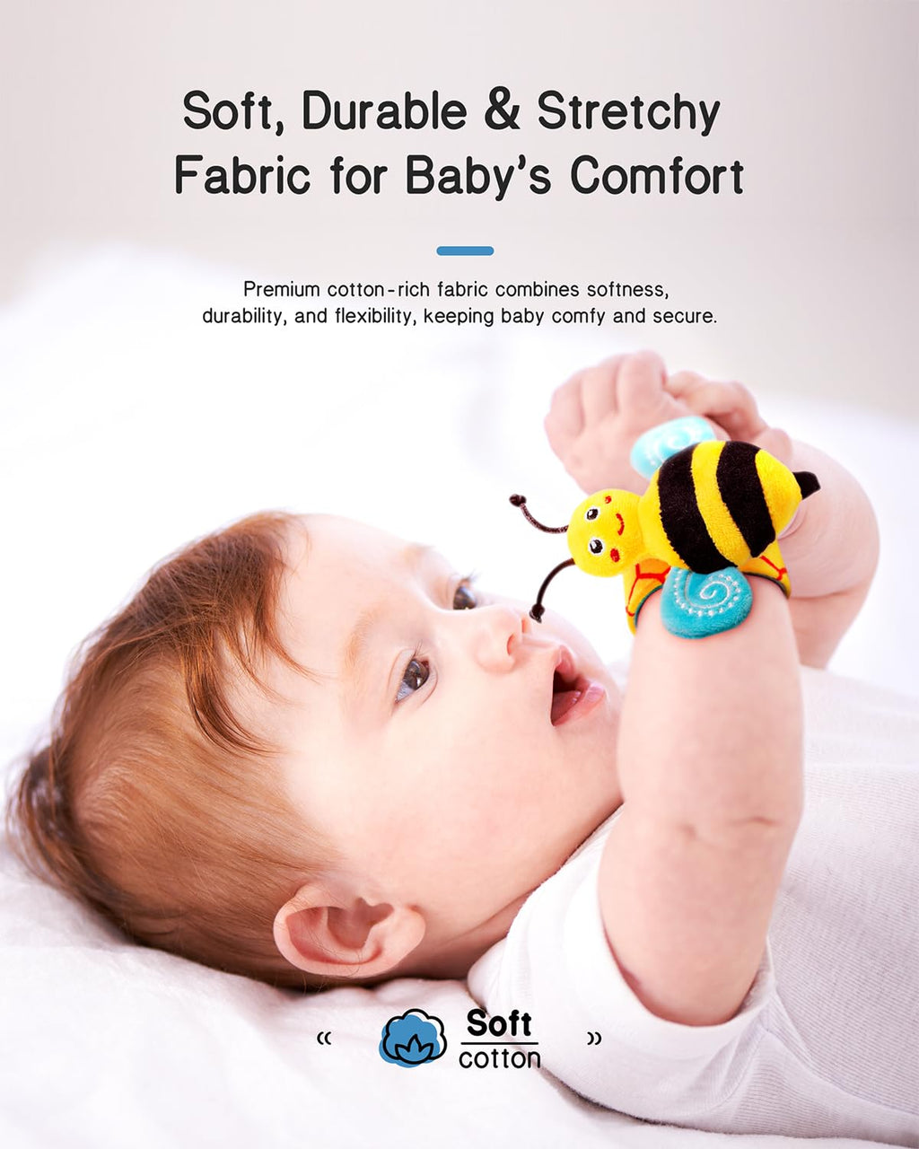 Infinno Baby Wrist Rattle Socks and Foot Finder Set, 0-12 Months Newborn Boys and Girls