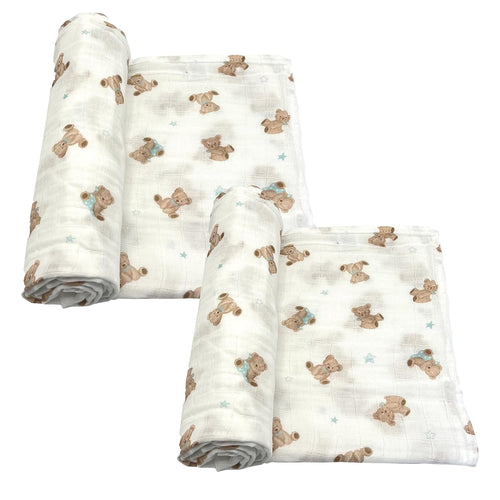American Baby Company 2-Pack 100% Cotton Muslin Swaddle Blanket (47" x 47") Muslin Swaddle Blanket